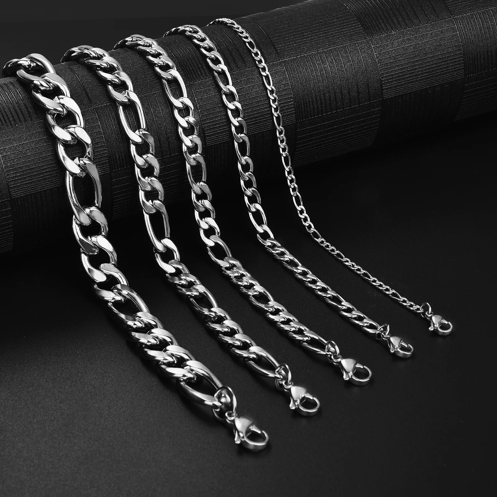 

Cuban Chain Necklace Men Simple 3-11mm Basic Punk Stainless Steel Curb 3:1NK Chain Chokers Vintage Gold Tone Solid Metal Collar