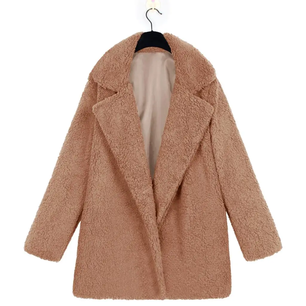 Faux Fur Coat Fleece Sweatshirts Cardigan 2021 Female Autumn Winter Coat Women Overcoat Plush Jacket Mujer Chaqueta Mujer