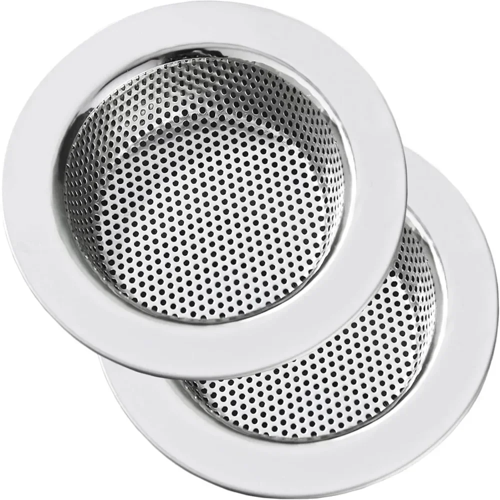 For 2 Pcs Kitchen Sink Filter Made of Stainless Steel with A Wide Edge and Diameter Approximately 11 Centimeters