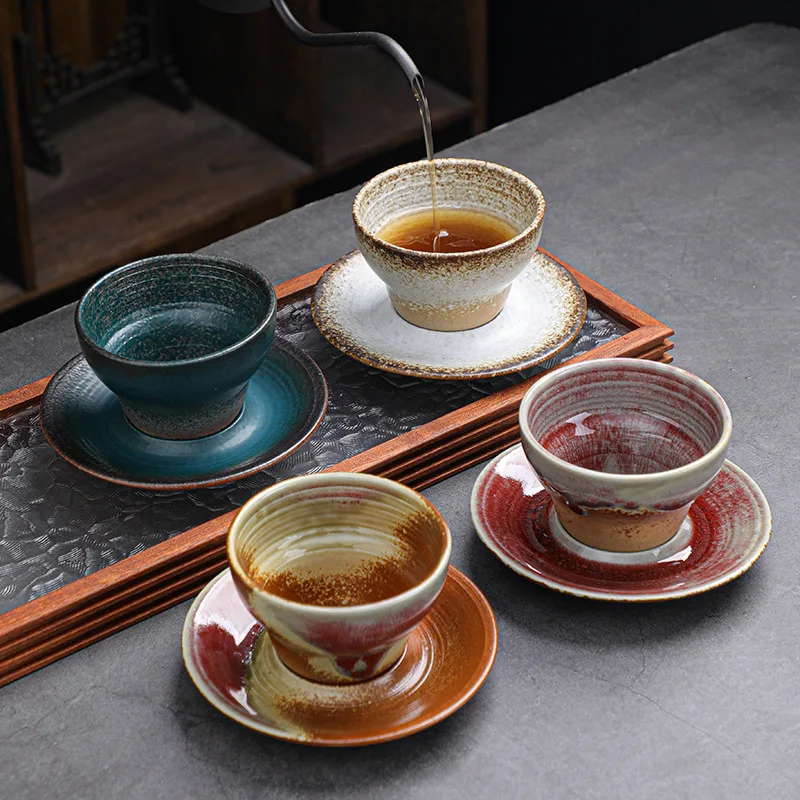 

Ceramic Espresso Cup Creative Japanese-style Glazed Tea Cup with Base Stoneware Personal Water Cup