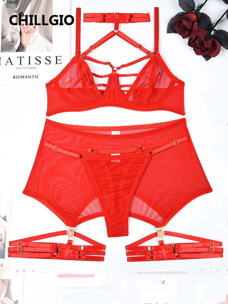 

Комплект женского нижнего белья из прозрачного сетчатого бюстгальтера пуш-ап