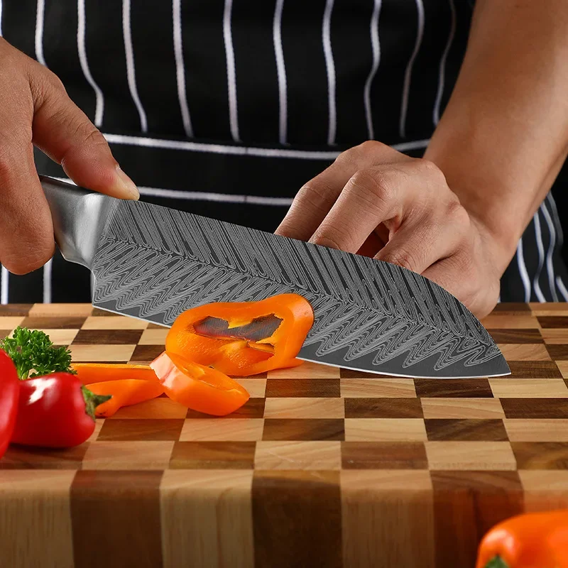 Набор профессиональных японских кухонных ножей шеф-повара дамасский лазерный