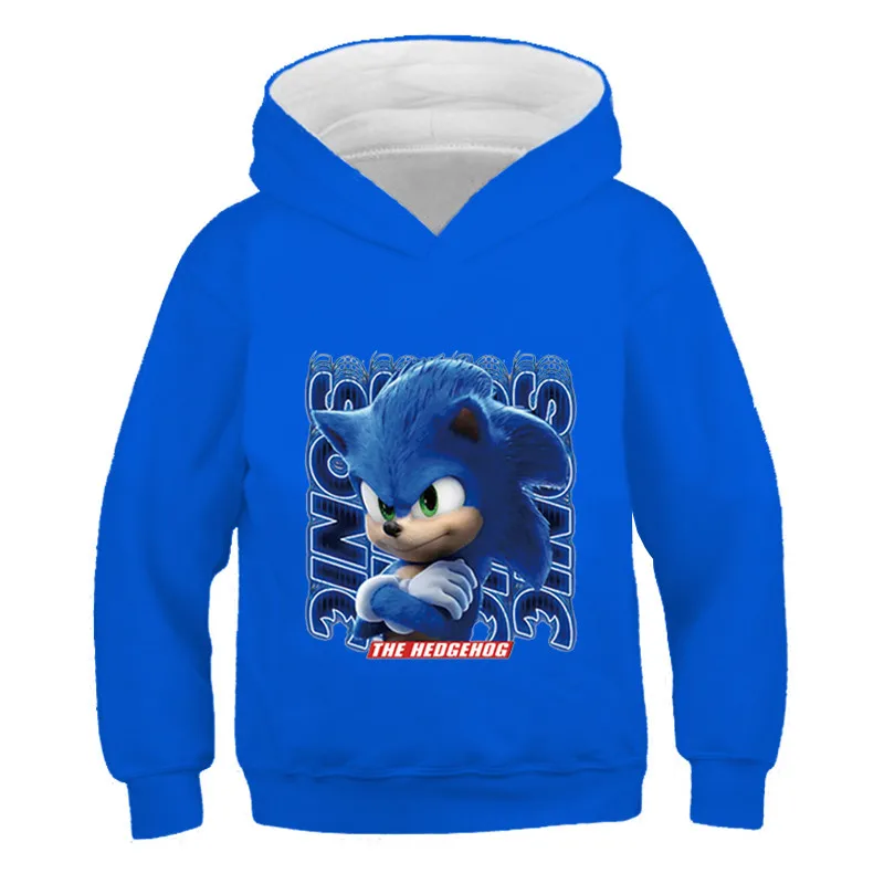 

4-14 Years Boys Sonic Fashion Long Sleeve Hoodies Children Baby Girls Super Sonic Print Cartoon Spring Autumn Harajuku Pullover