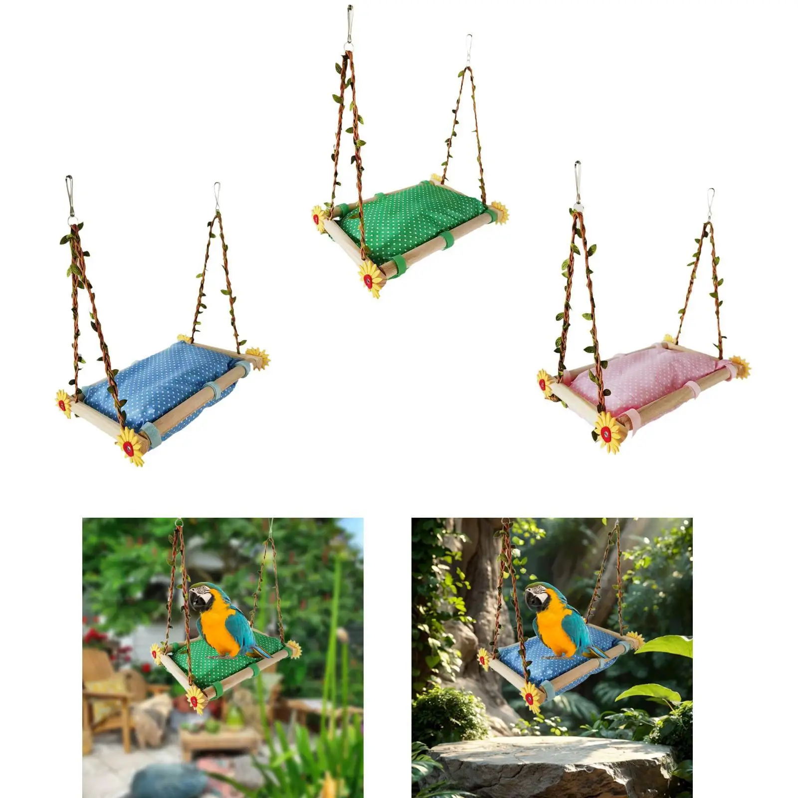 Клетка для попугая гамак игровой стенд деревянные аксессуары игрушка упражнений