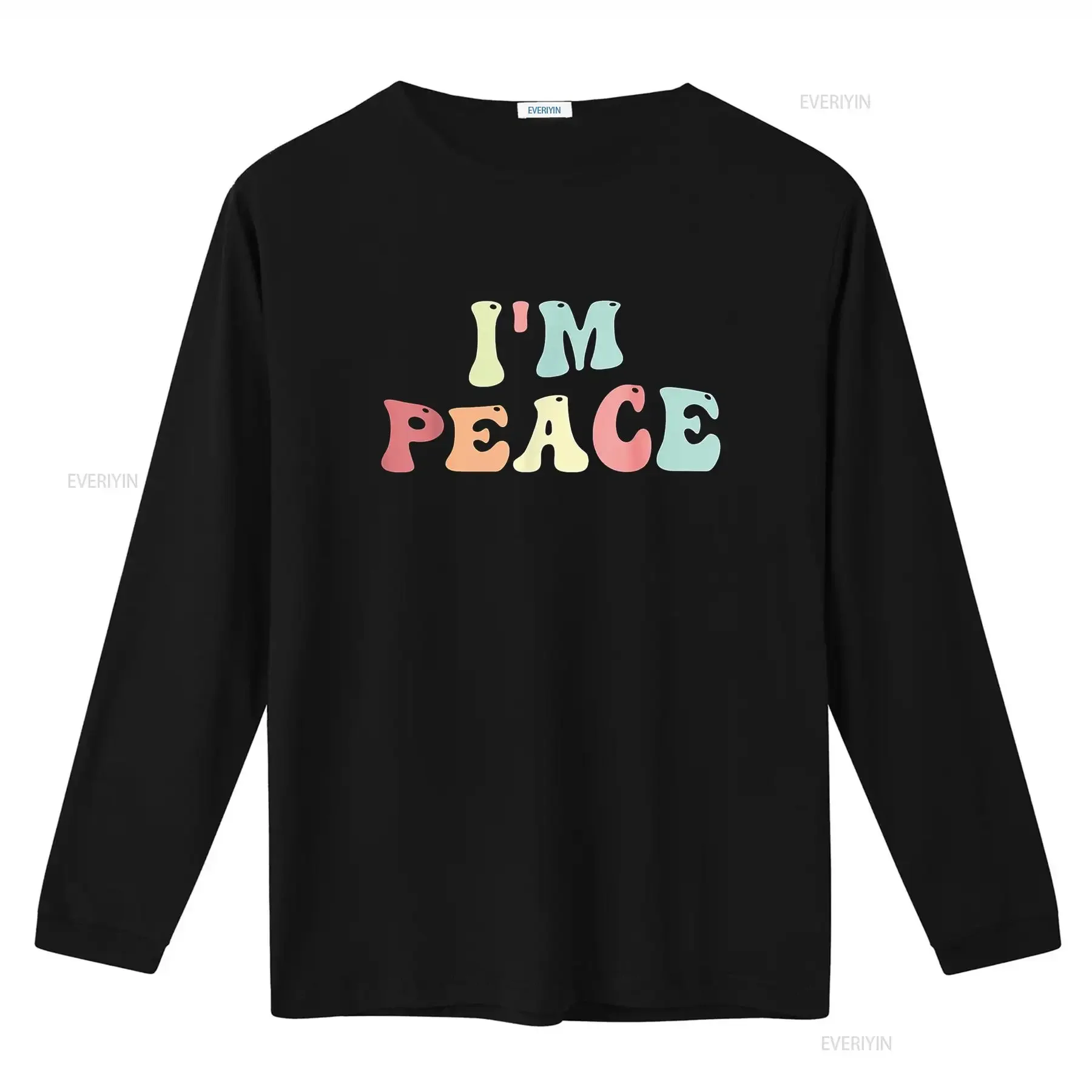 Фото Im Peace I Come In Matching Groovy Ретро футболка винтажный стираный топ для повседневной носки модная графика унисекс слегка повседневная №3