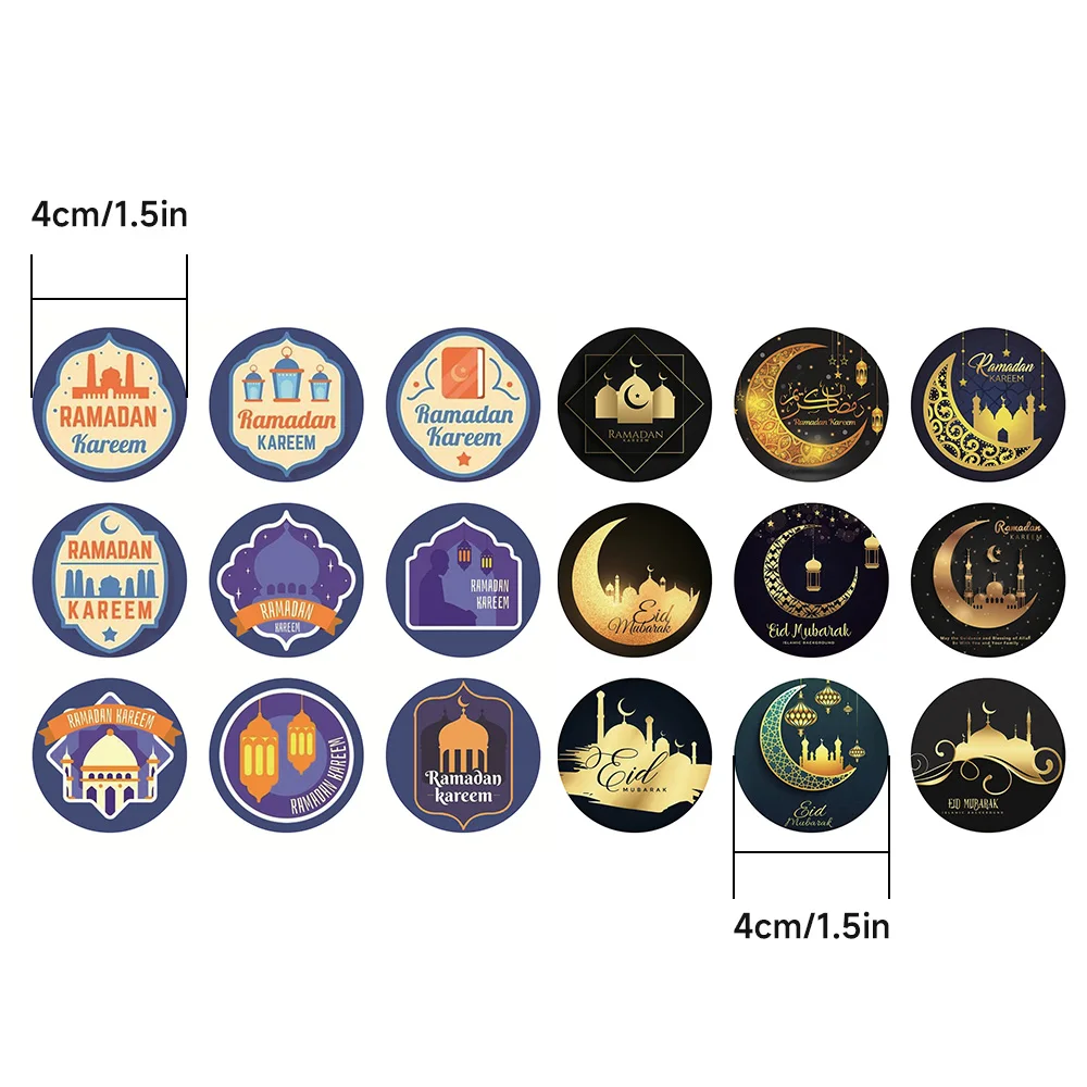 90 шт. наклейки для Ид Мубарака луна звезда мечеть узор праздничные исламские
