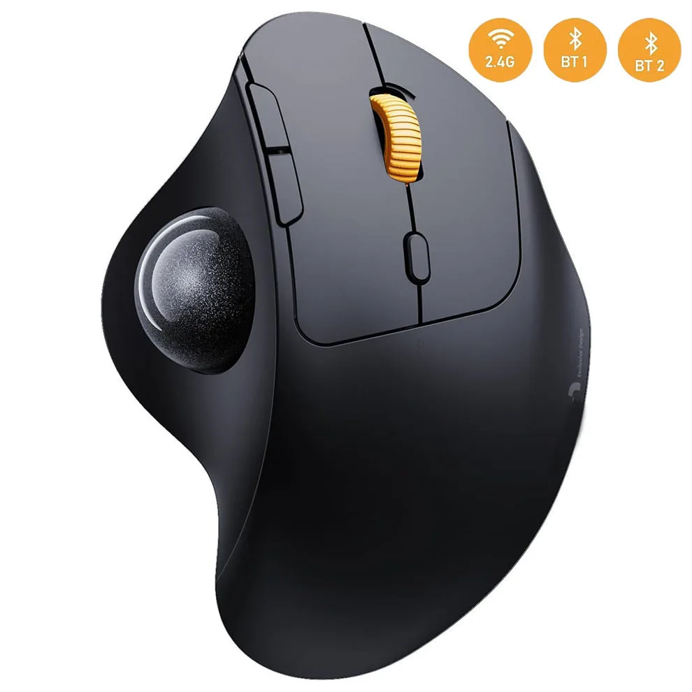 

Ergonomic Bluetooth Wireless Mouse For Computer Rechargeable Trackball Mouse For Laptop 1600DPI Mice Compatible Mac OS Windows