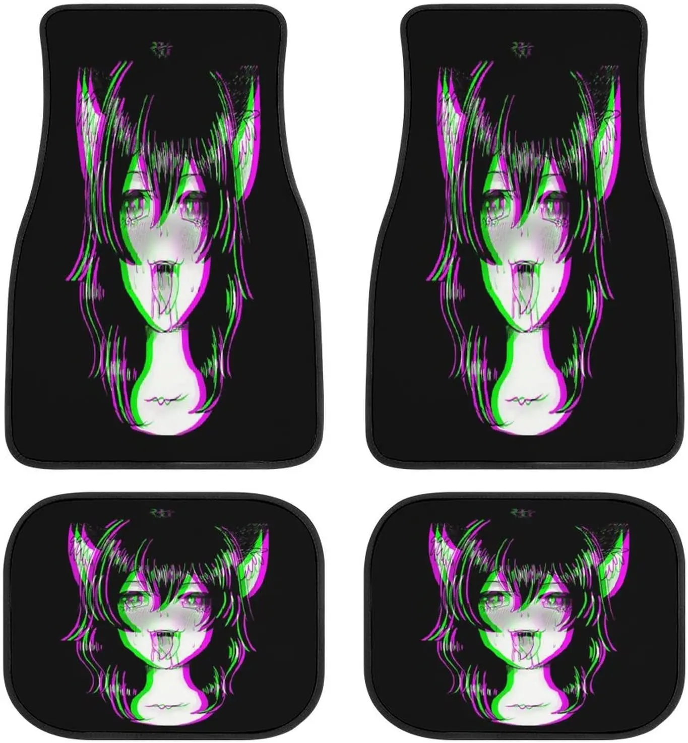 

Japan Cute Kawaii Anime Catwoman Art Car Mats Front&Rear 4-Piece Full Set Carpet Car SUV Truck Floor Mats with Non Slip Back