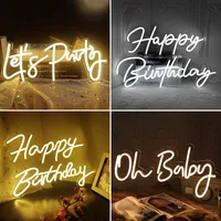 Happy Birthday LED Neon Sign With Remote Control For Birthday Party Wall Decorations Bar Rave Home Decor Christmas Light Gifts