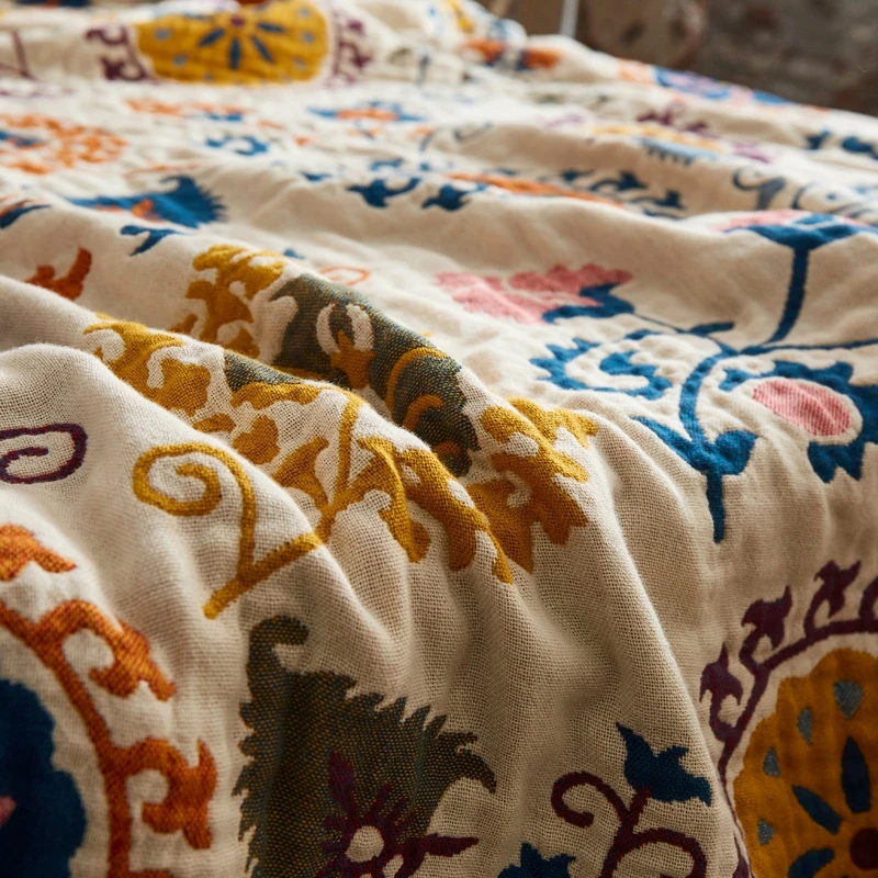 Муслиновое хлопковое покрывало с вышивкой плед для кровати одеяла из ниток