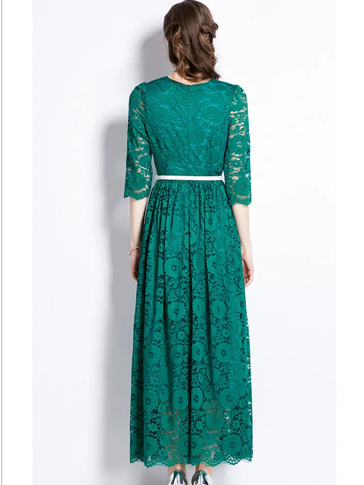 Женское кружевное платье SMTHMA Элегантное Длинное Платье с круглым вырезом и