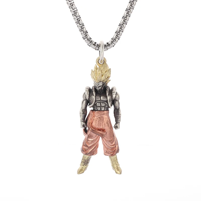 Anime Character Yellow Hair Muscle Man Statue Pendant Men's Necklace Street Fashion Jewelry Necklace Personalized New Year Gift