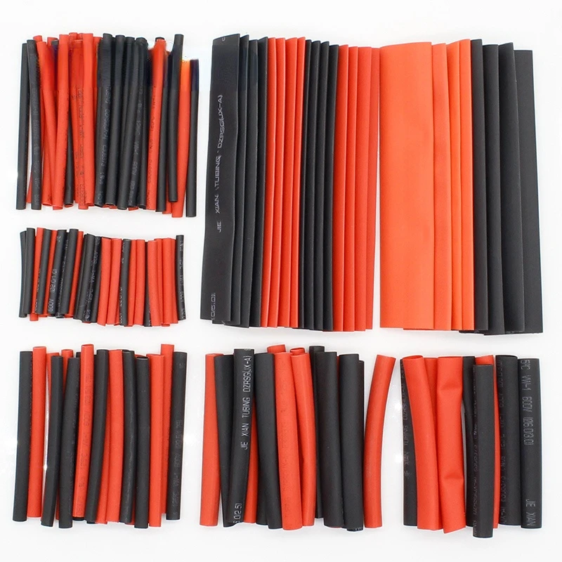 150 PCS 7.28m Black And Red 2:1 Assortment Heat Shrink Tubing Tube Car Cable Sleeving Wrap Wire Kit