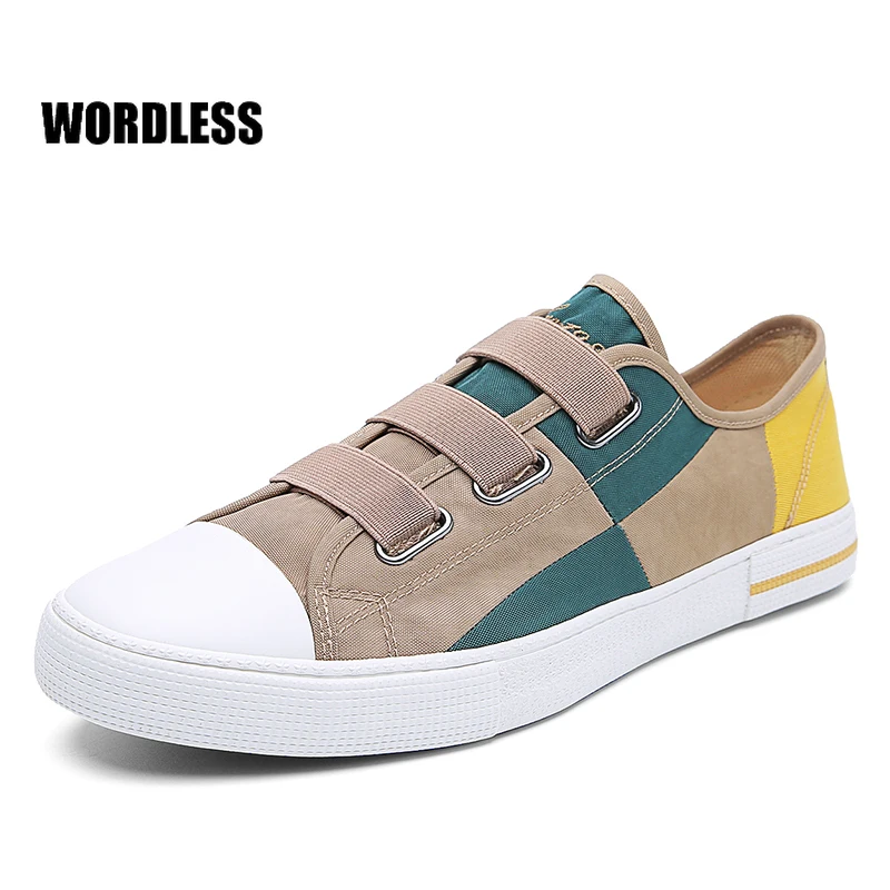

Mens Casual Skate Shoes New Fashion Colorblock Comfortable Men Canvas Shoes Classic Flats Male Sneakers Vulcanized Shoes