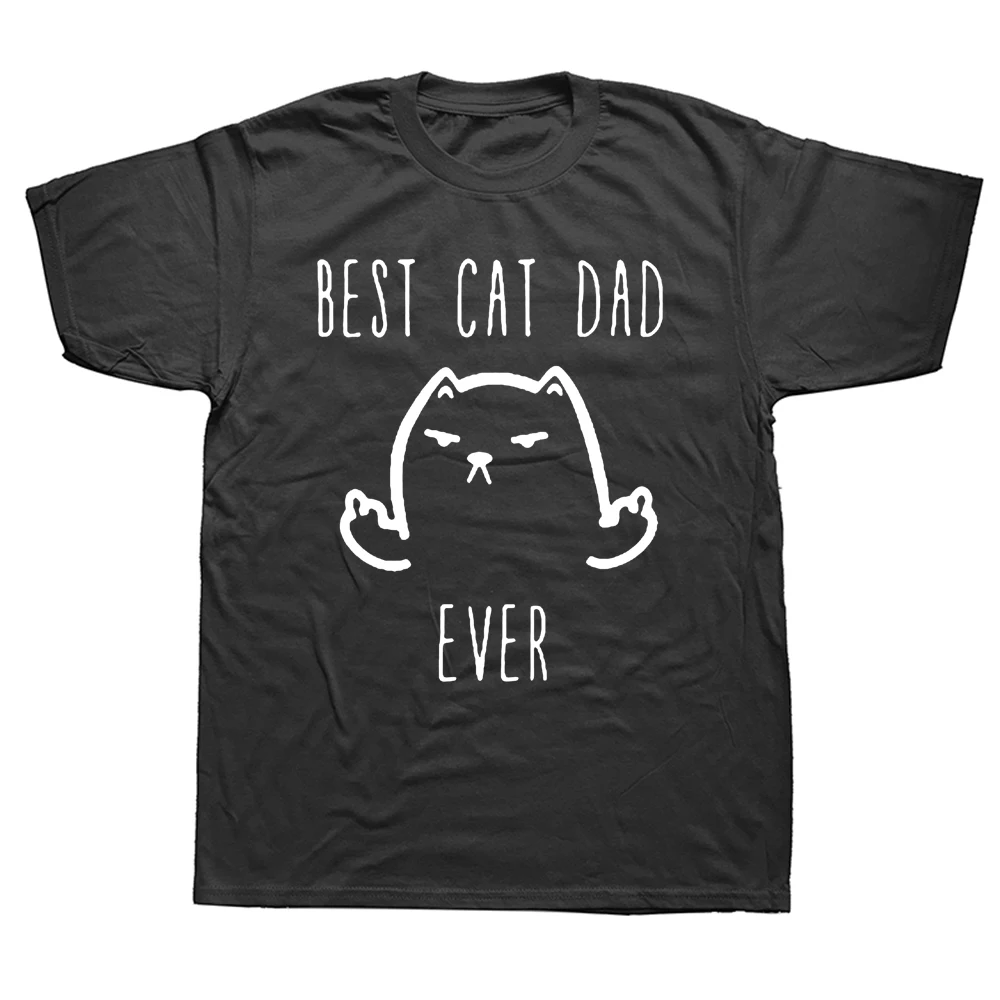 Funny Best Cat Dad Ever Print T-shirt Men 2