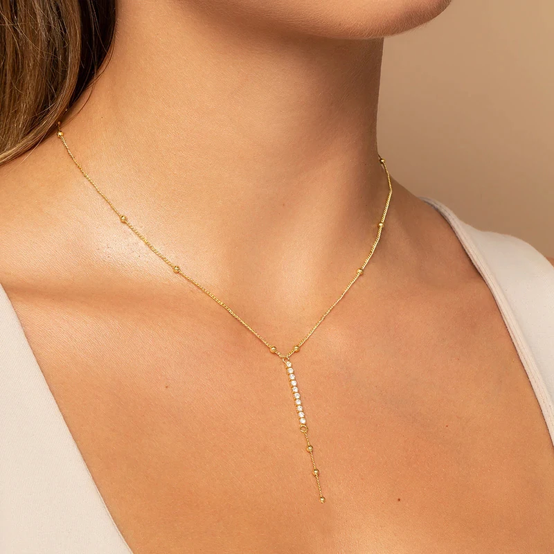 

Цепочка из стерлингового серебра 925 пробы женская, с шариком из фианита