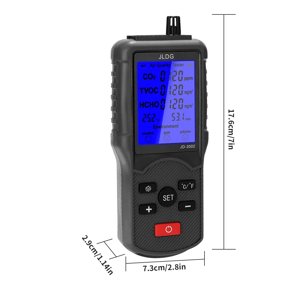 

Air Tester LCD Display Air Quality Meter Detector USB Rechargeable High Accuracy Testing Device