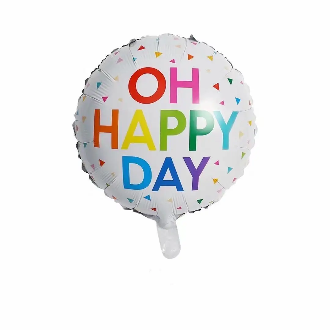 

50pcs 18inch Oh Happy Every Day Foil Balloons Feliz Dia Balloon Round Globos For Birthday Party Baby Shower Decor