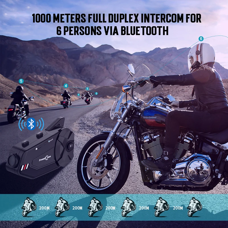 Мотоциклетная гарнитура Bluetooth-совместимая камера HD 1080P водонепроницаемое видео 6