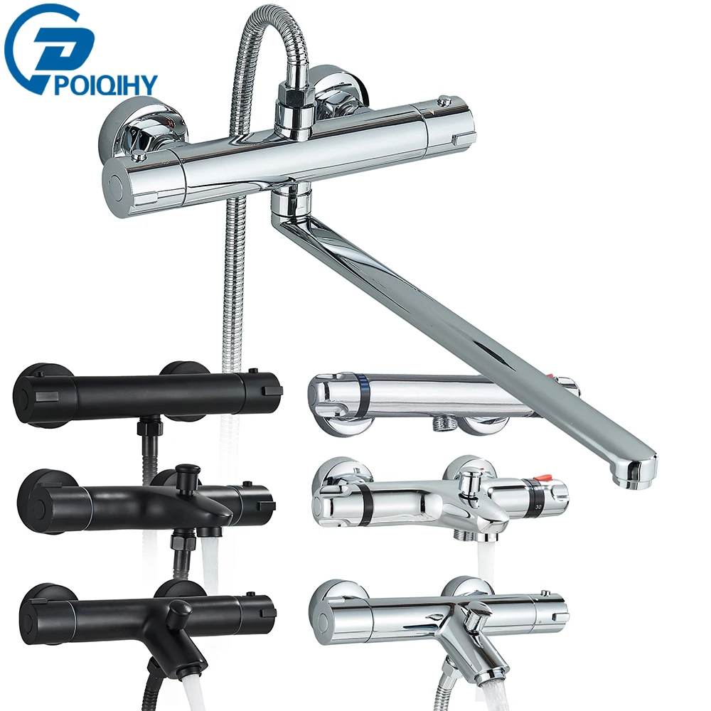 Хромированный смеситель с термостатом настенный термостатический душ из латуни