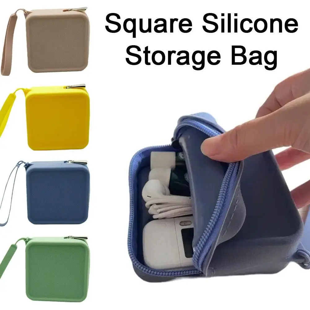 

Square Silicone Zero Wallet Sanitary Napkin Storage Square Storage Silicone Change Coin Small Lipstick Purse Cosmetic Bag Y7Z4