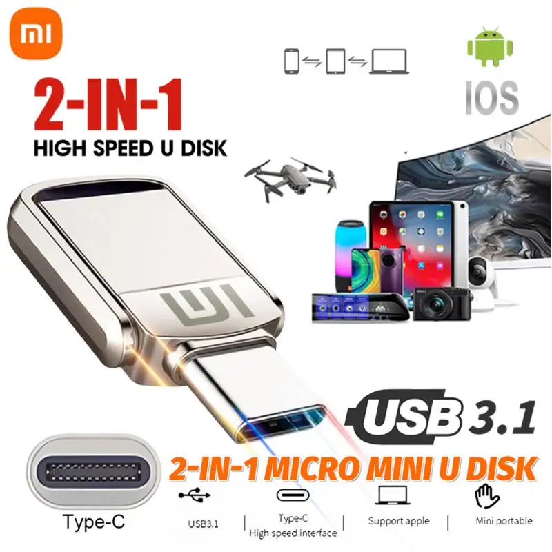 Xiaomi USB Stick 2TB High Speed USB Flash Drive 3.1 OTG Type-C 2-in-1 1TB Metal Pen Drive 512GB USB Memory Portable SSD