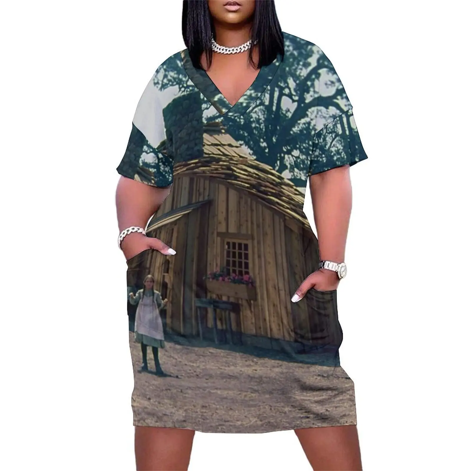 Маленький домик на прерии. Лаура дома. Свободное платье с карманами летняя одежда