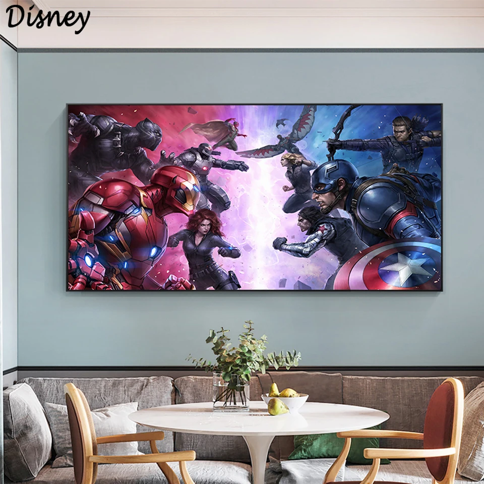 

5D DIY Diamond Painting Marvel Poster Superhero Avengers Full Drill Square Embroidery Mosaic Picture Of Rhinestones Decoration