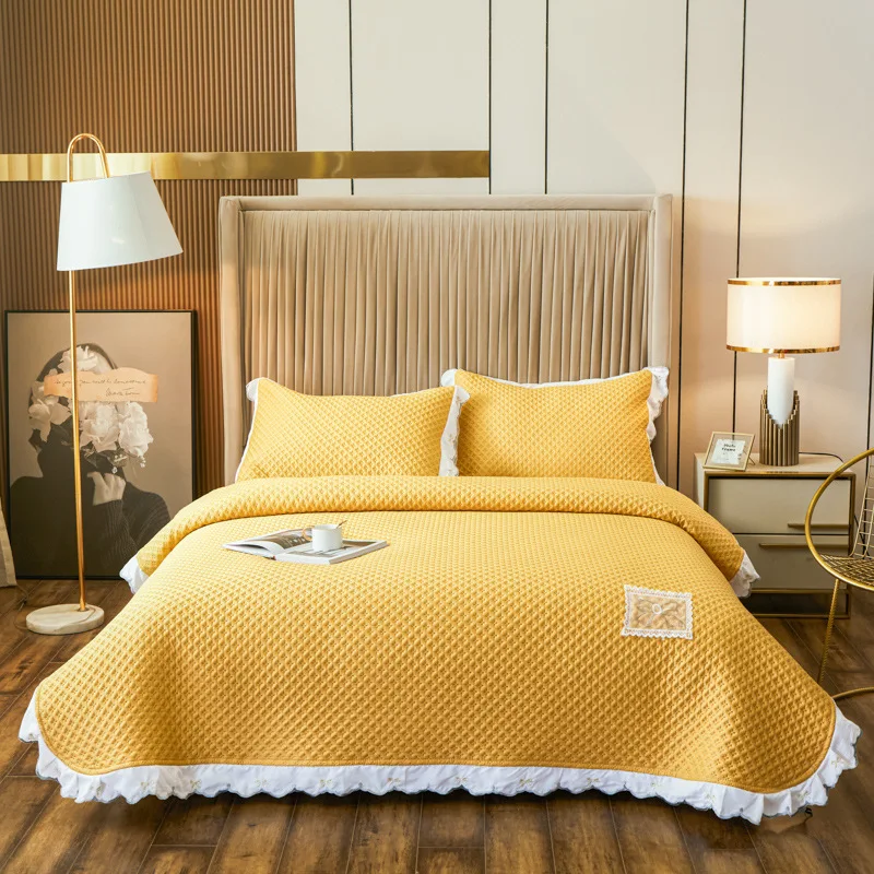 

Thick Bed Covers and Bedspreads Queen Sheet Embroidery Quilted Microfiber Bedcover Coverlet King Queen Bed Cover Bedspread