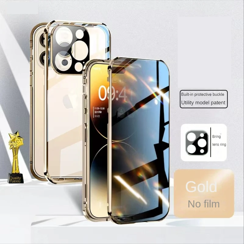 

Deluxe Ultra-thin Magnetic Glass Fall Proof Double Lock All Inclusive Phone Case for IPhone 15 14 13 12Pro Max Plus Protective