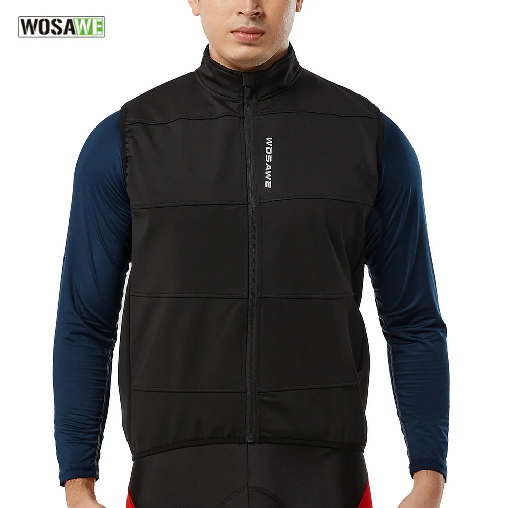 

WOSAWE Spring Cycling Vest Fleece Warm Sleeveless Reflective Cycling Jacket MTB Coat Windproof Bicycle Sportswear Outdoor Hiking