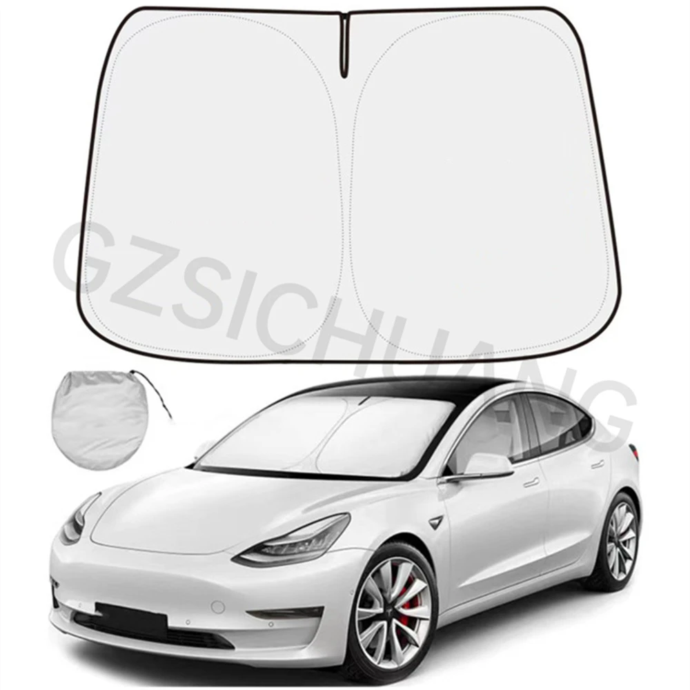 

Car Windshield Sun Shade Covers Visors Front Window Sunscreen Protector Parasol Coche For Tesla Model 3 Y Sunshade Accessories