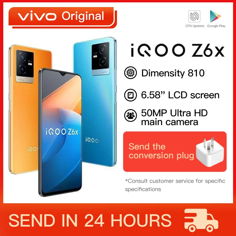 Original New Official VIVO IQOO Z6X 5G Cell Phone 6.58inch  6000mAh 44W Super Charge 50MP NFC Android 12 OS