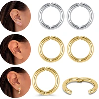 zs ear clip on earring non piercing earring gold plated hoop earrings ear cuff round earring small circle earring jewelry trendy