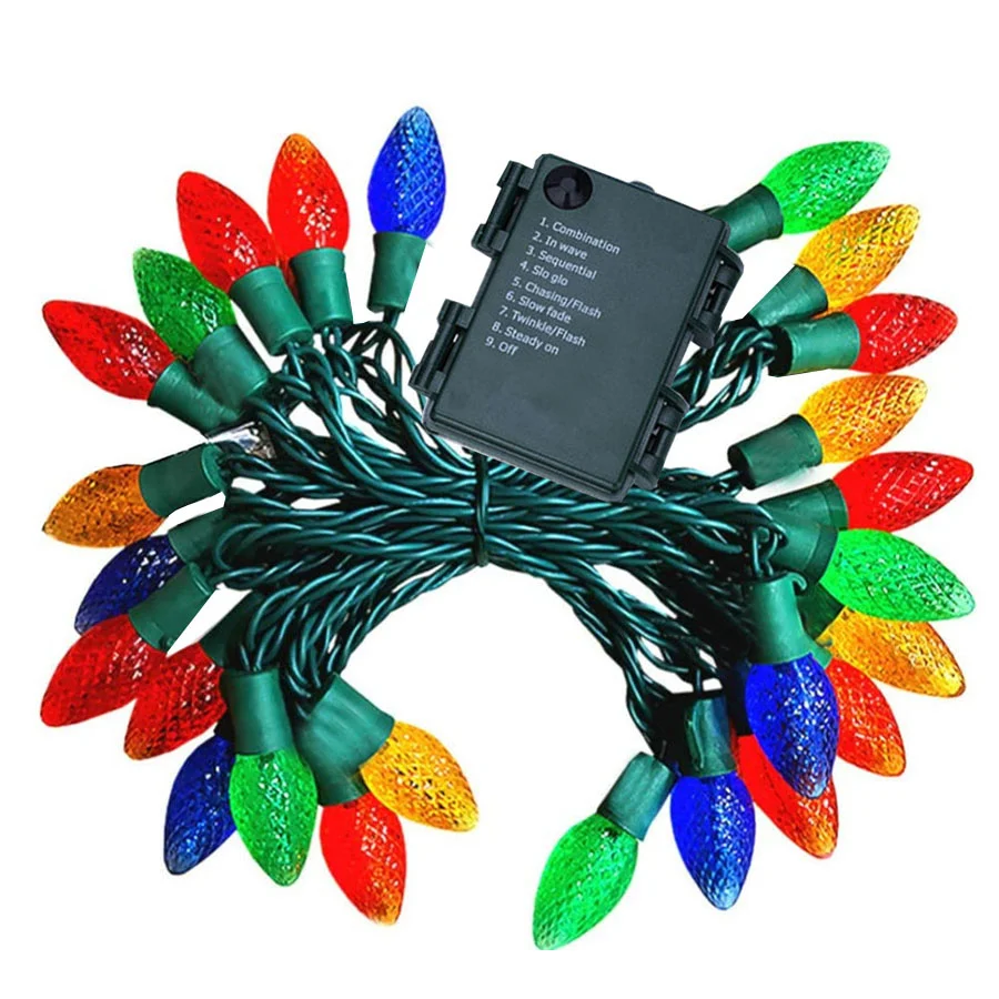 New Waterproof 5M 10M LED C6 Strawberry Fairy Lights Outdoor 8 Modes Christmas Garland String Light for Party Garden Patio Decor