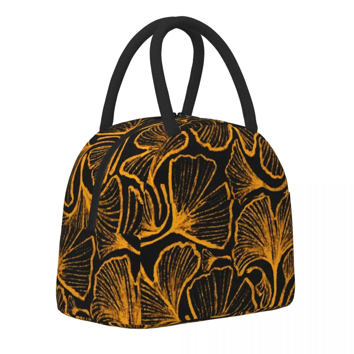 

Ginkgo Biloba Lunch Bag Yellow Leaves Print Vintage Lunch Box Picnic Portable Zipper Thermal Lunch Bags Print Cooler Bag