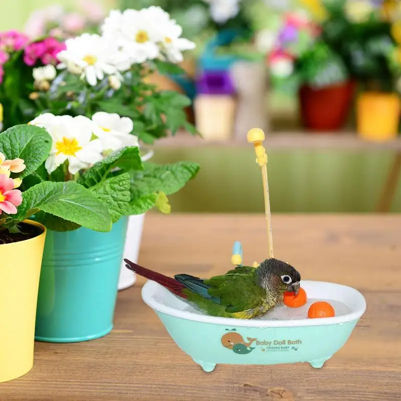 

Клетка для ванны для домашних животных, умывальник, автоматический душ для попугая, окуня, с краном, портативная миска для птичьей ванны с насосом для фонтана, прочный бассейн для попугаев