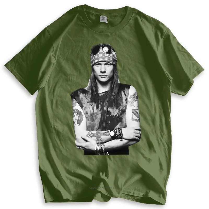 Fashion brand t shirt mens loose Axl Rose Guns N' Roses GNR VTG Retro Graphic Heavy Metal cotton tshirt for boys