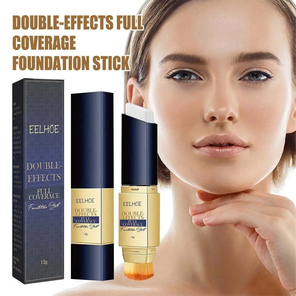 

Double Head Foundation Stick Contour Concealer Pen Brighten Natural Primer Covers Lasting Acne Cosmetics Waterproof Makeup D1H7