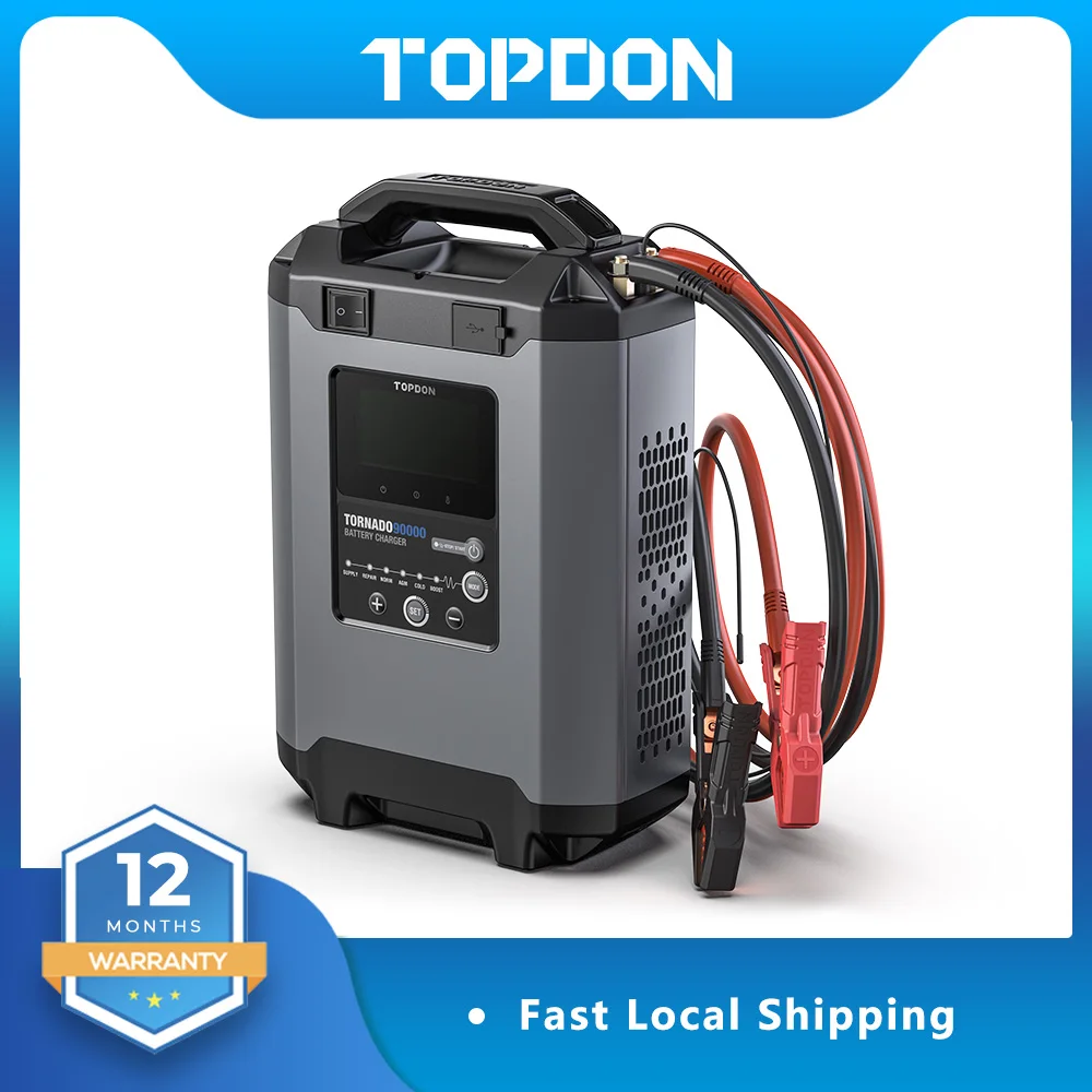 

Автомобильное зарядное устройство TOPDON T90000, 90Ah, умное автомобильное зарядное устройство, Аккумуляторный техник и десульфатор с выходным ток...