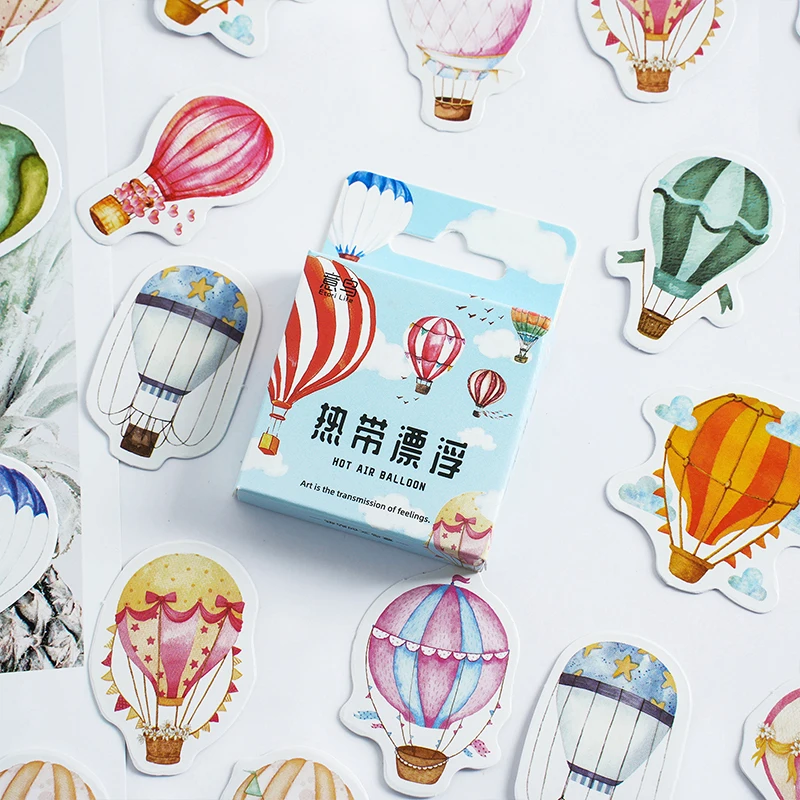

10/25/46PCS Kawaii Fire Balloon Sticker Aesthetic Diary DIY Decoraction Stationery Scrapbooking School Supplies for Kids