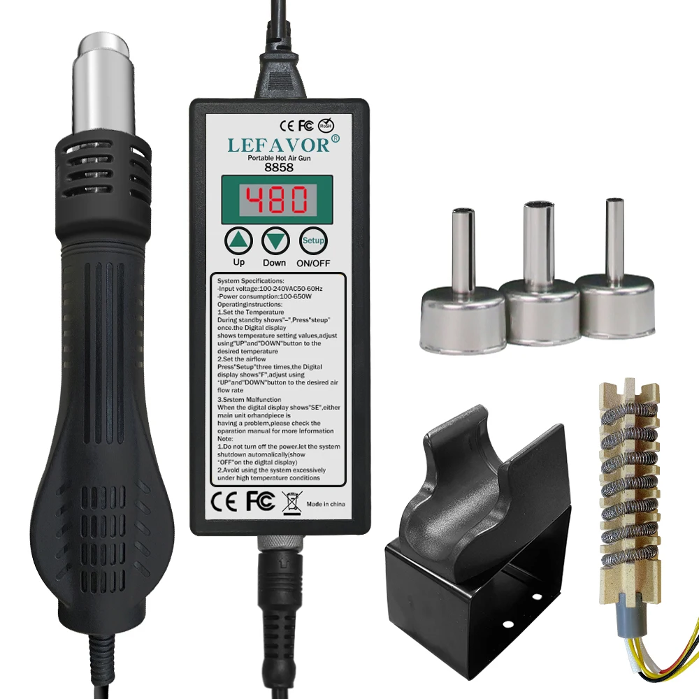 

Hot air gun 8858 Micro Rework soldering station LED Digital Hair dryer for soldering 650W Heat Gun welding repair tools Heat Gun