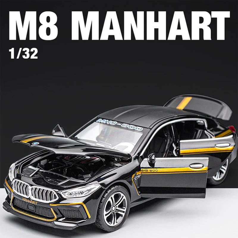 Металлическая Модель автомобиля ручной работы в масштабе 1:32 для BMW M8 Morning Art, модель автомобиля, игрушечный автомобиль, Коллекционная модель ...