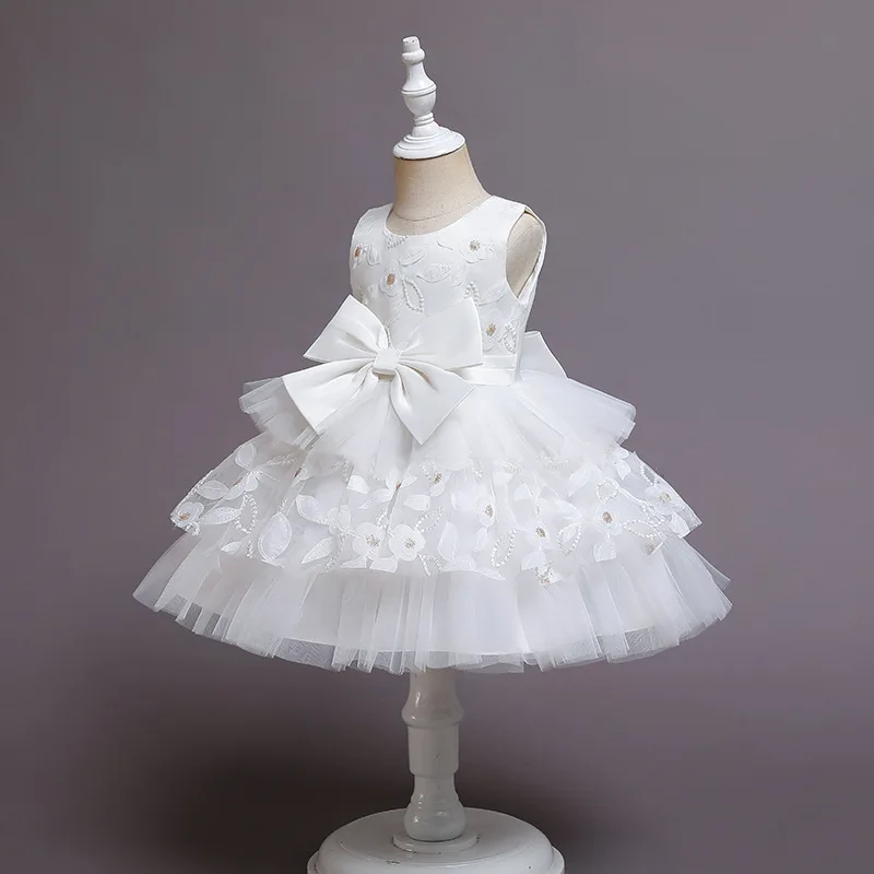 Платье принцессы без рукавов с бантом для девочек детская одежда летние