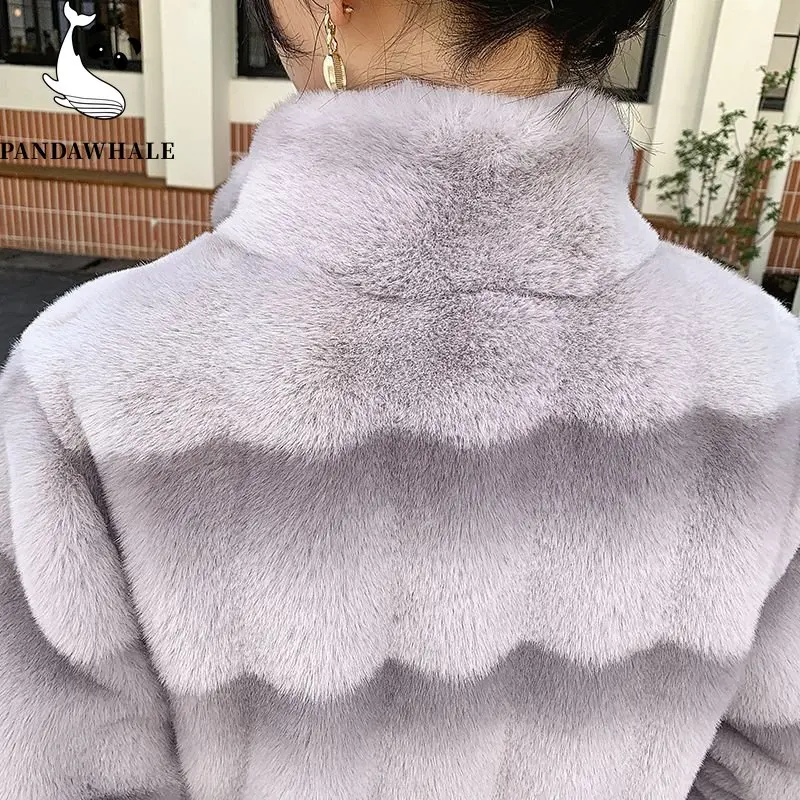 Winter New Loose Long Faux Fur Coat Women Solid Stand Collar Thick Warm Fluffy Jacket Female Clothing Korean Fashion Tops Parkas
