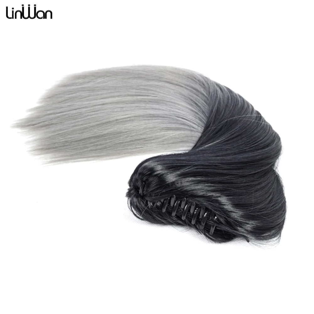 Синтетические прямые накладные волосы с зажимом для конского хвоста женщин