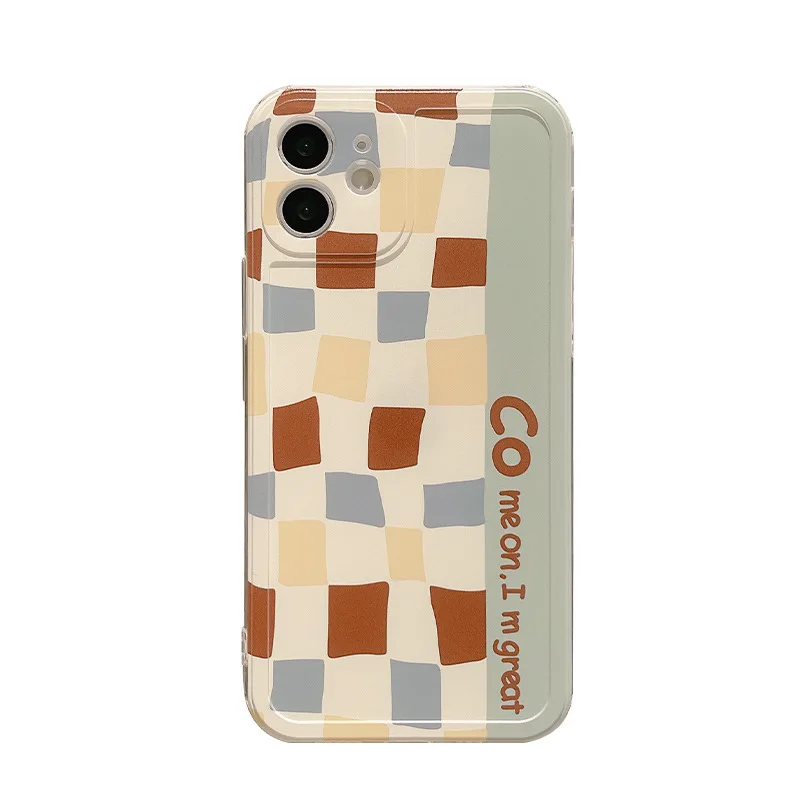 Retro Lattice Phone Case For IPhone 13 12 11 Pro Max X XR Xs Max 7 8 Plus 13 12 Mini Case Soft Silicone Shockproof Cover