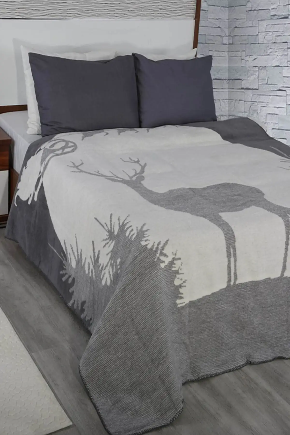 

Deer pattern blanket christmas blanket Double Bed Cotton Blanket Ahu color blanket