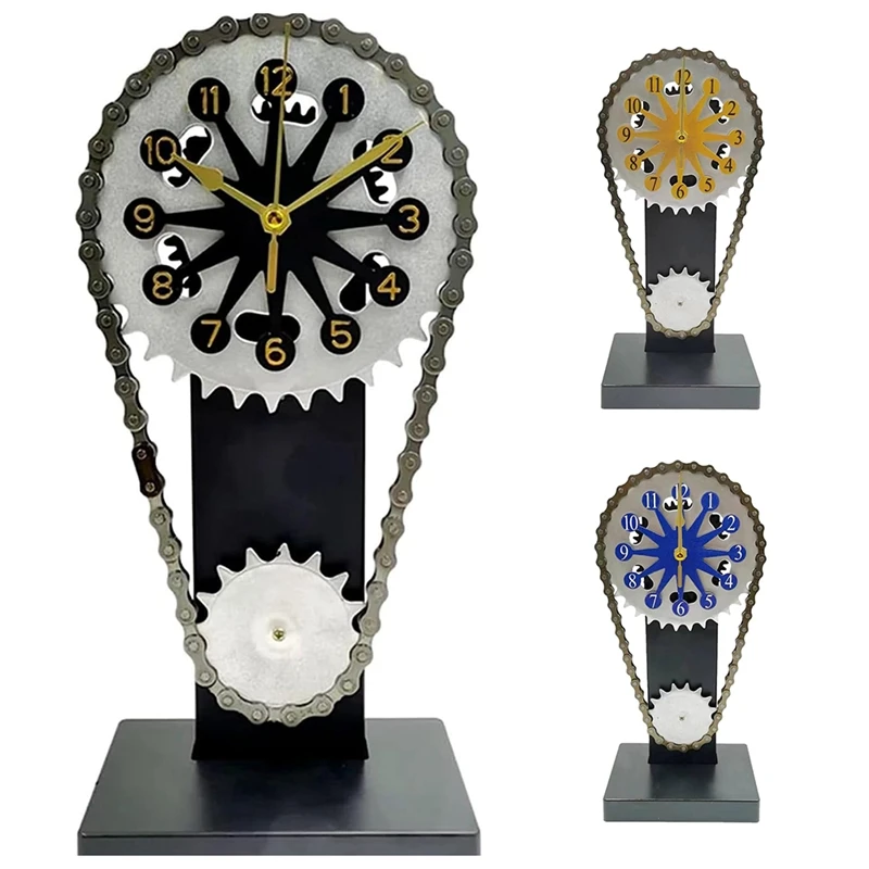 

Rotating Gear Clock Vintage Rotating Gear Clock Creative Decoration Desk Clock Steampunk Clock With Moving Gears (Black)