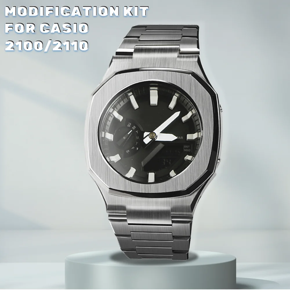 

Metal Case Modification Kit for Casioak GA-2100 Stainless Steel Watch Band Rubber Wristband for Casioak GA-2110 DIY Accessories